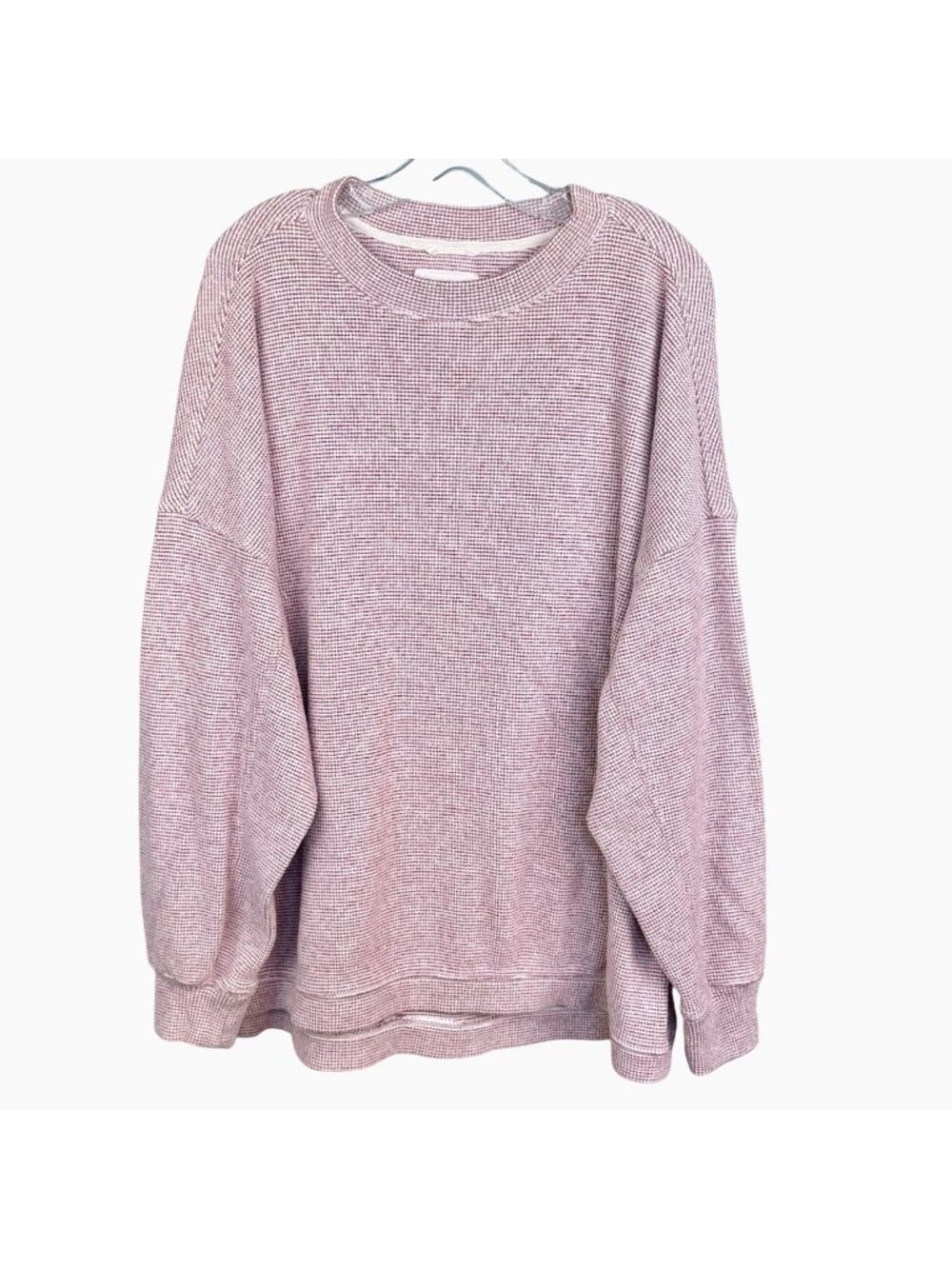 Aerie Getaway Waffle Knit Oversized Sweatshirt Mauve Pink Crewneck Size XL EUC